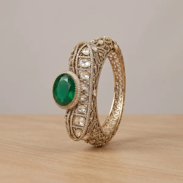 Antique_Silver_Plated_Green_Stone_Bangle_Set