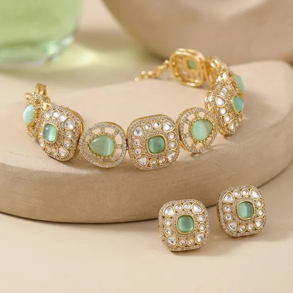 Gold_Tone_Green_Stone_Brass_Bracelet_Jewellery_Set_For_Women