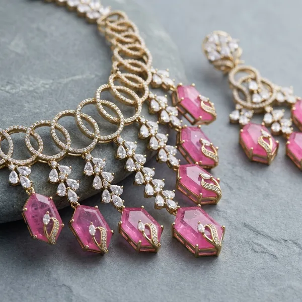 Pink_Brass_American_Diamond_Necklace_Set_With_Earrings_For_Women