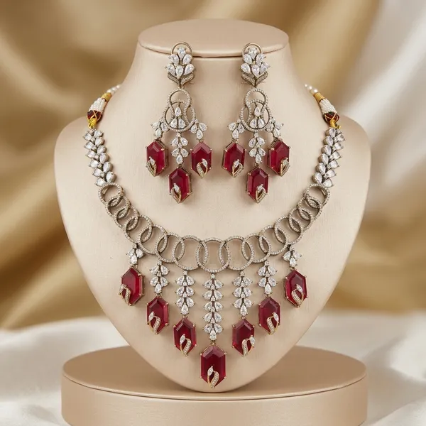 Red_Stone_Victorian_Crystal_Brass_Necklace_Set_For_Women