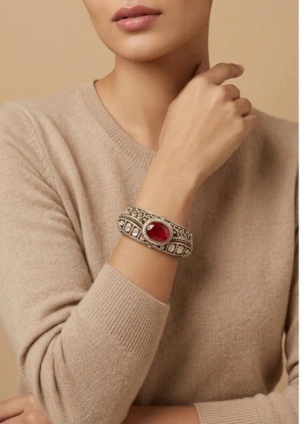 Silver-Tone_Ruby_Stone_Vintage_Bangle_Bracelet
