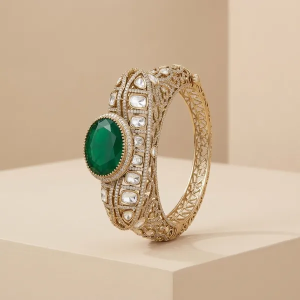 Silver_Plated_Green_Stone_Ethnic_Bangles_Set_For_Women