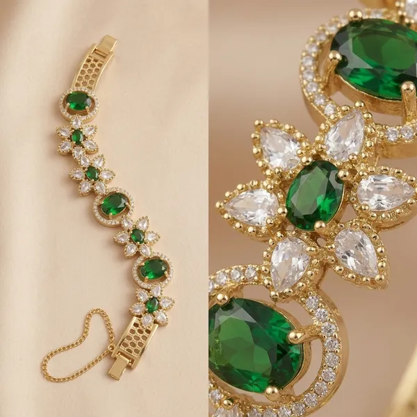 Gold_Plated_Green_Stone_Studded_Bracelet_For_Women