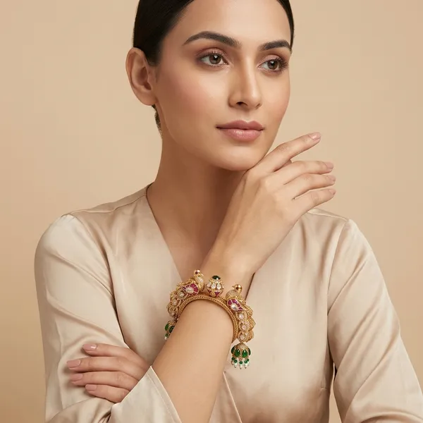 Gold_Plated_Peacock_Design_Bangle_For_Women