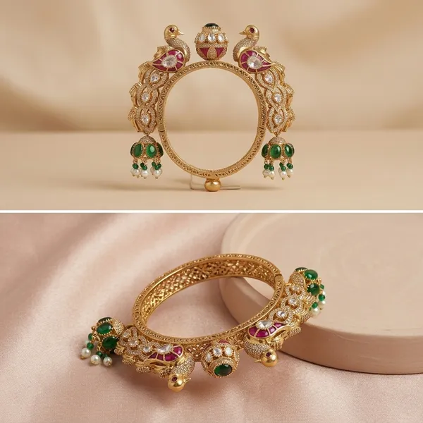 Gold_Plated_Peacock_Design_Bangle_For_Women