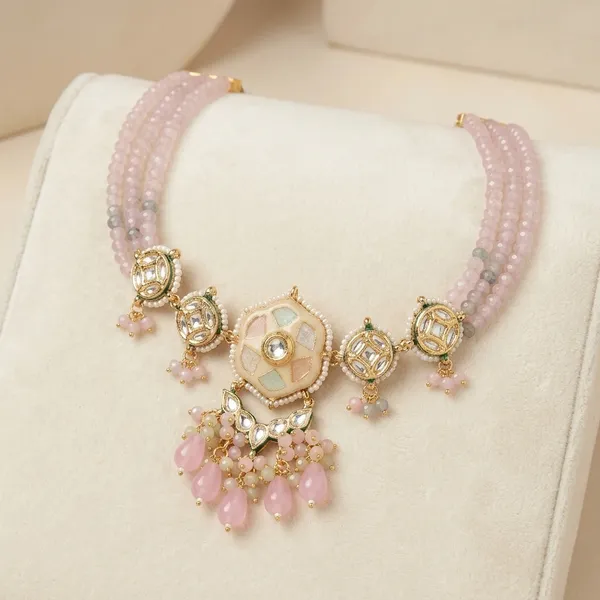 Gold_Plated_Kundan_And_Pink_Stone_Jewellery_Set_With_Pearl_Beads