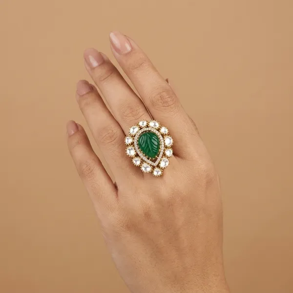Green_Carved_Emerald_And_Polki_Statement_Ring