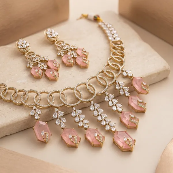 Multicolor_Crystal_Gold_Tone_Brass_Statement_Necklace_Set_For_Women