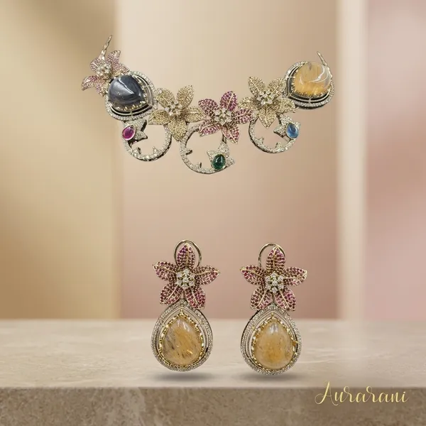 Gold_Tone_Rutilated_Quartz_Pink_Crystal_Floral_Jewellery_Set_For_Women