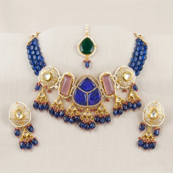 Traditional_Gold_Tone_Blue_Stone_Kundan_Necklace_Set_For_Women
