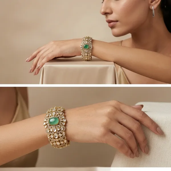 Gold_Tone_Green_Stone_Studded_Bracelet