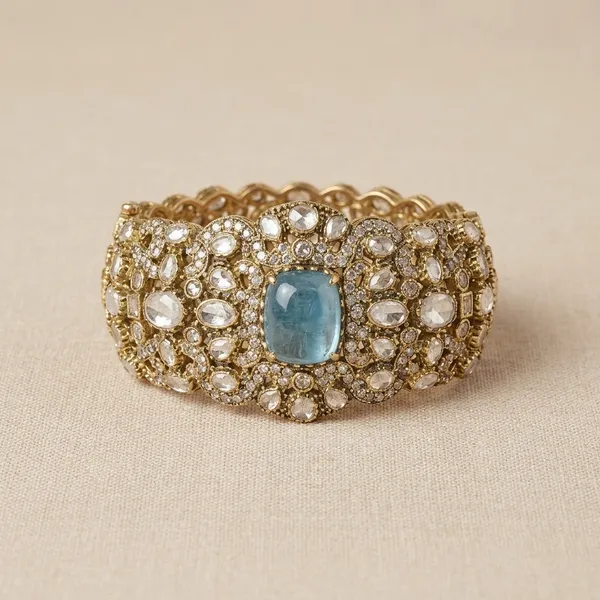 Gold_Tone_Turquoise_Stone_Embellished_Cuff_Bracelet