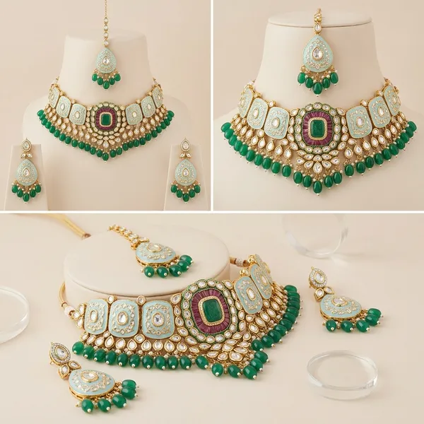Green_Stone_Kundan_Meenakari_Choker_Necklace_Set_For_Women