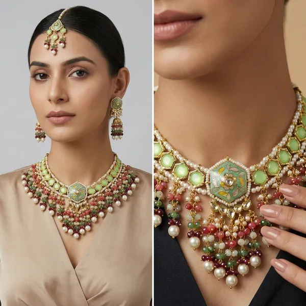 Green_Meenakari_Kundan_Necklace_Set_With_Jhumka_Earrings