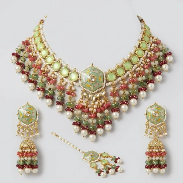 Green_Meenakari_Kundan_Necklace_Set_With_Jhumka_Earrings