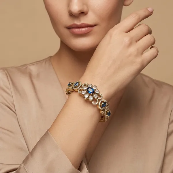 Gold_Tone_Blue_Stone_Embellished_Bangle_Bracelet