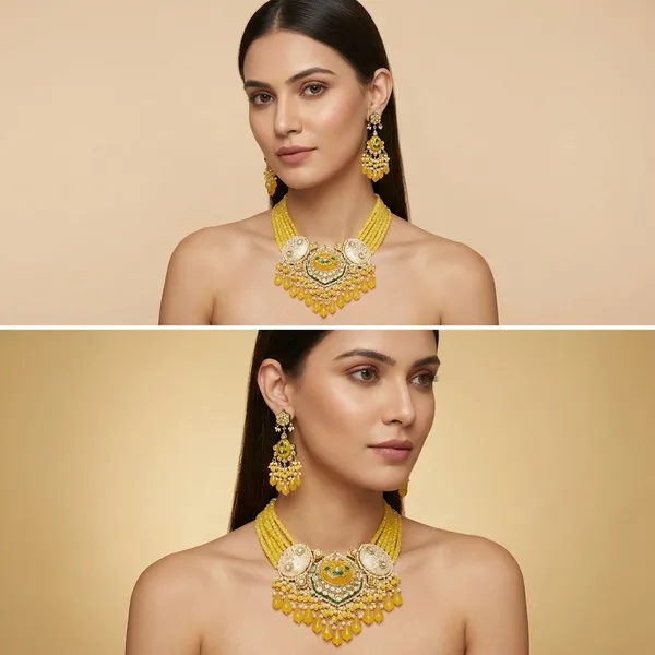 Yellow_Meenakari_Kundan_Choker_Necklace_Set_With_Earrings_And_Maang_Tikka