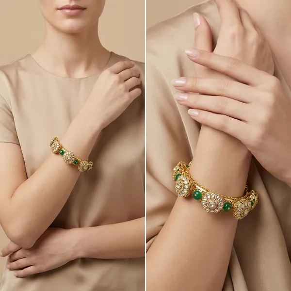 Gold_Plated_Green_Stone_Embellished_Bangle_Set