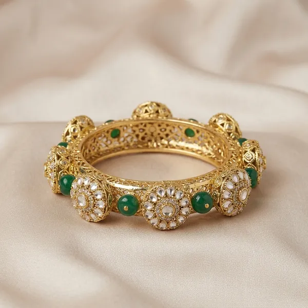 Gold_Plated_Green_Stone_Embellished_Bangle_Set