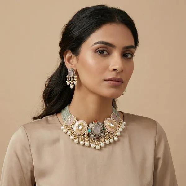 Multicolor_Jadau_Kundan_Pearl_Drop_Choker_Necklace_Set_For_Women