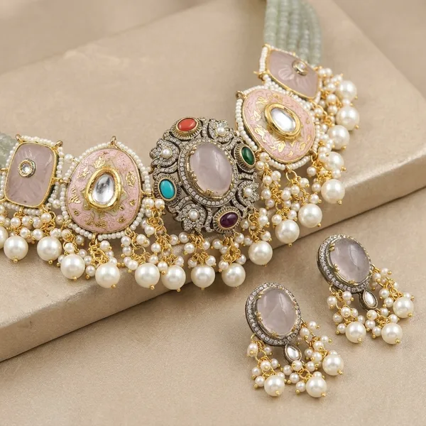 Multicolor_Jadau_Kundan_Pearl_Drop_Choker_Necklace_Set_For_Women
