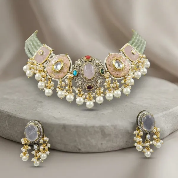 Multicolor_Jadau_Kundan_Pearl_Drop_Choker_Necklace_Set_For_Women