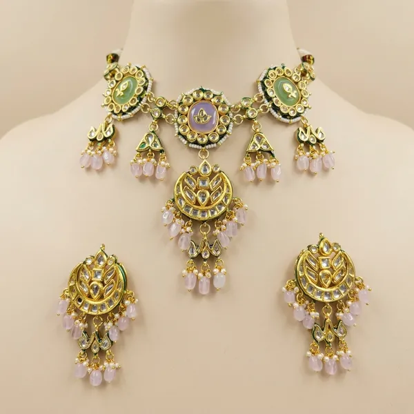 Gold_Plated_Kundan_Meena_Necklace_Set_With_Earrings