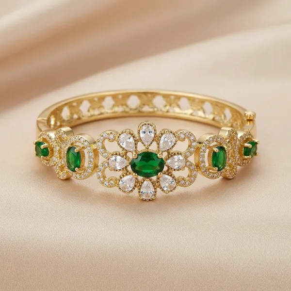 Gold_Plated_Green_Stone_Studded_Peacock_Design_Bangle