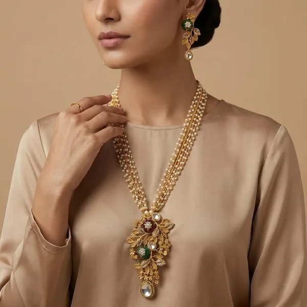 Gold_Tone_Kundan_Meenakari_Pearl_Green_Stone_Necklace_Set_For_Women