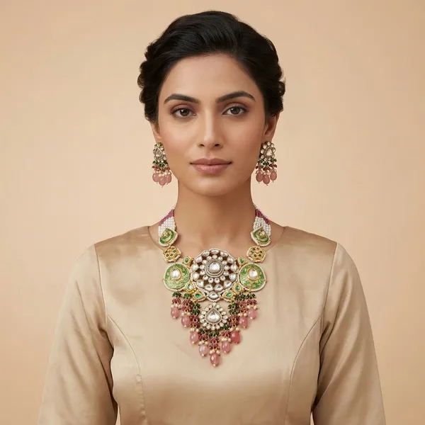 Multicolor_Kundan_Meenakari_Pearl_Necklace_Set_For_Women