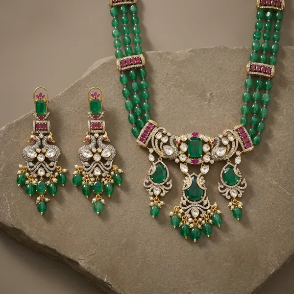 Green_Beaded_Kundan_Peacock_Necklace_Set_For_Women