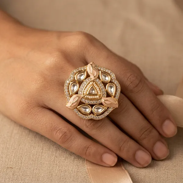 Gold_Plated_Rose_Gold_Floral_Kundan_Cocktail_Ring_For_Women