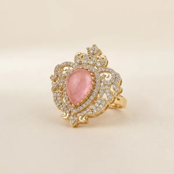 Pink_Stone_Floral_Filigree_Statement_Ring