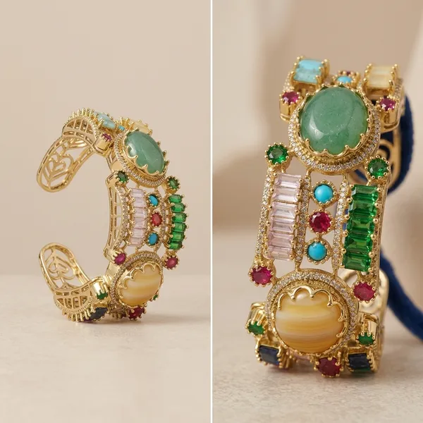Multicolor_Stone_Embellished_Gold_Plated_Bangle_Bracelet_For_Women