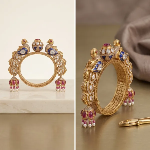 Golden_Peacock_Motif_Kundan_Bangle_For_Women