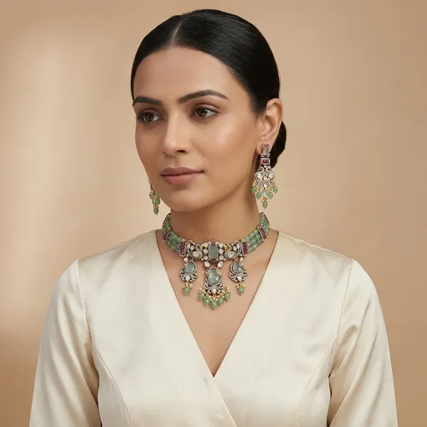 Green_Beaded_Stone_Studded_Brass_Necklace_And_Earrings_Set_For_Women