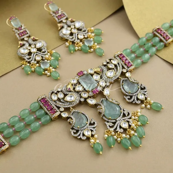 Green_Beaded_Stone_Studded_Brass_Necklace_And_Earrings_Set_For_Women