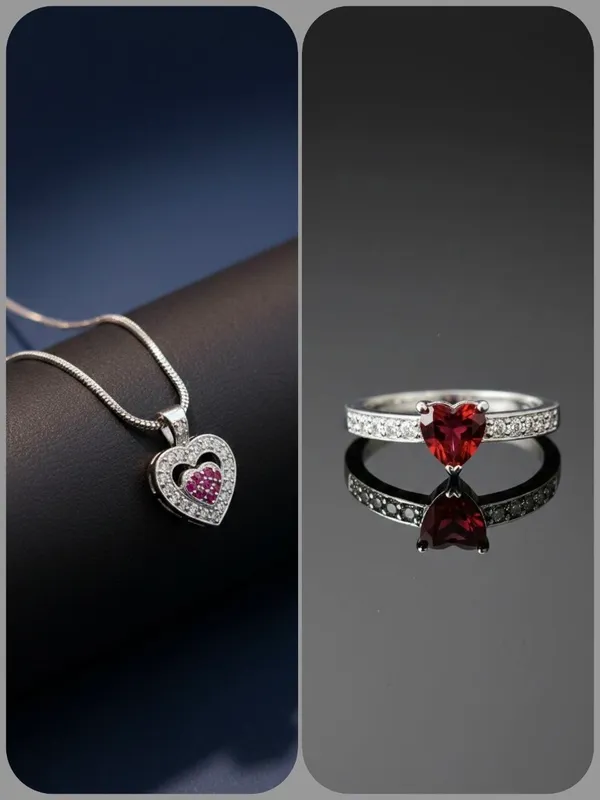 Heart_Shaped_Gemstone_Jewellery_Set__Pendant_Necklace_And_Ring.
