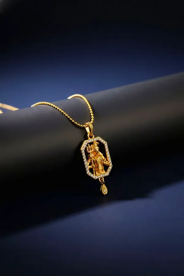 Gold_Plated_Deity_Pendant_Necklace_With_Cz_Stone_Border