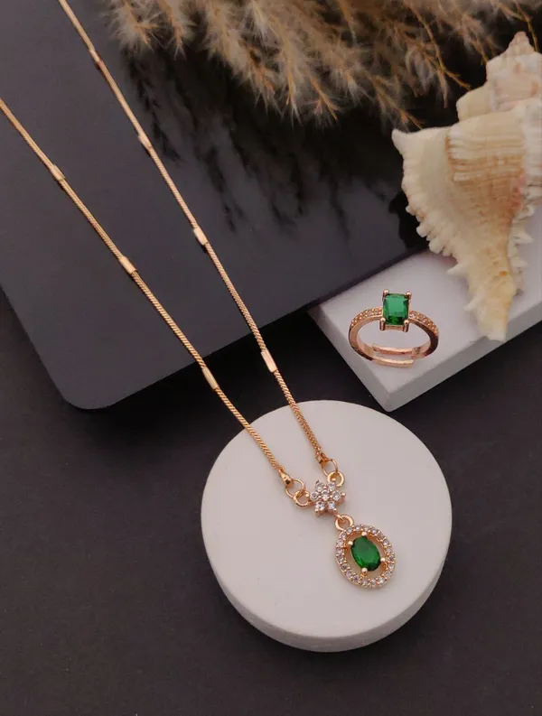 Green_Stone_Pendant_Necklace_With_Matching_Ring_Set_Pack_Of_2