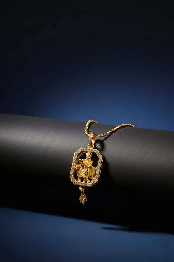 Elegant_Gold_Plated_Krishna_Pendant_With_Chain