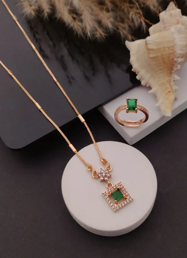Green_Stone_Pendant_Necklace_With_Ring_Set_Pack_Of_2