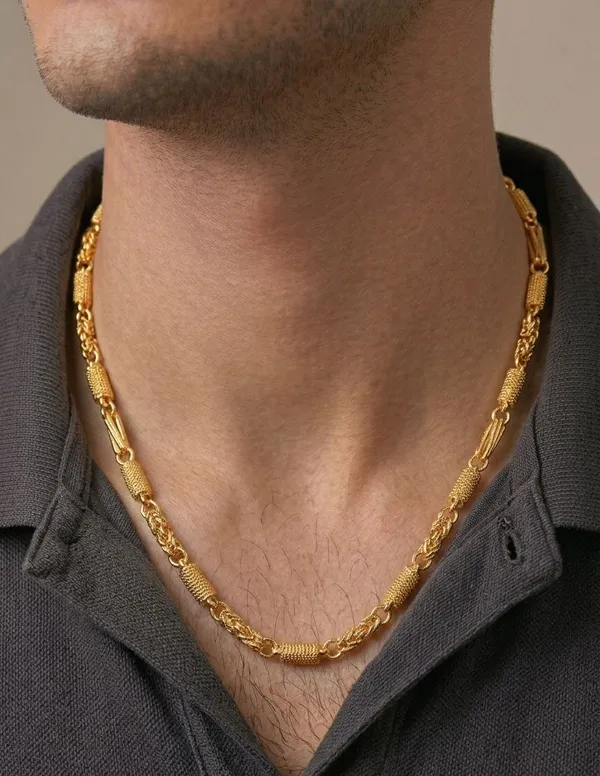 Gold_Plated_Mixed_Link_Chain_Necklace_For_Men