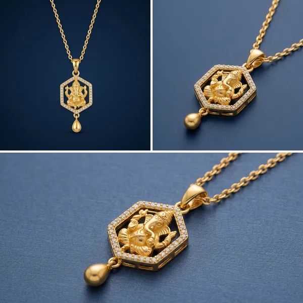 Traditional_Gold_Plated_Ganesha_Pendant_Necklace_With_Cubic_Zirconia_Border
