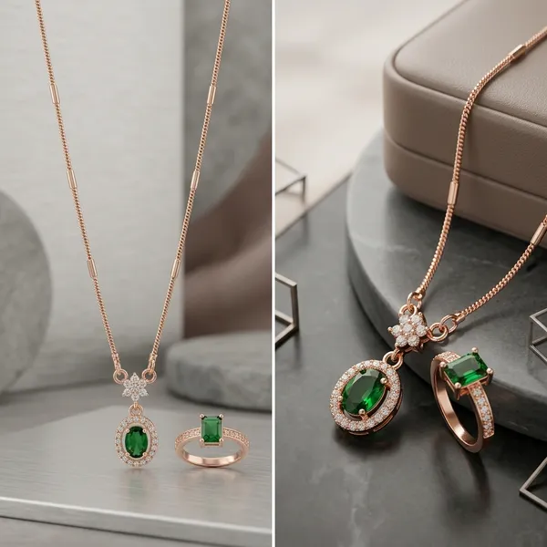 Green_Stone_Pendant_Necklace_With_Matching_Ring_Set_Pack_Of_2