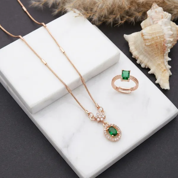 Green_Stone_Pendant_Necklace_With_Matching_Ring_Set_Pack_Of_2