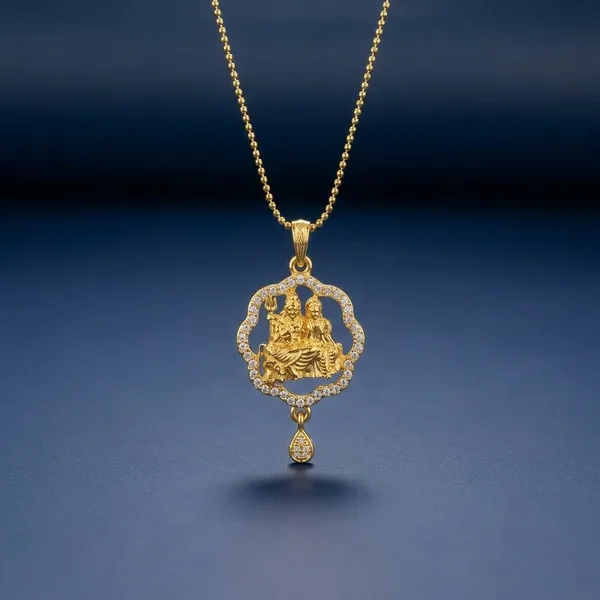 Gold_Plated_Krishna_Pendant_Necklace_With_Diamond_Accents