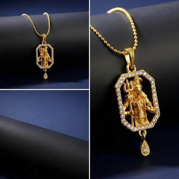 Gold_Plated_Deity_Pendant_Necklace_With_Cz_Stone_Border