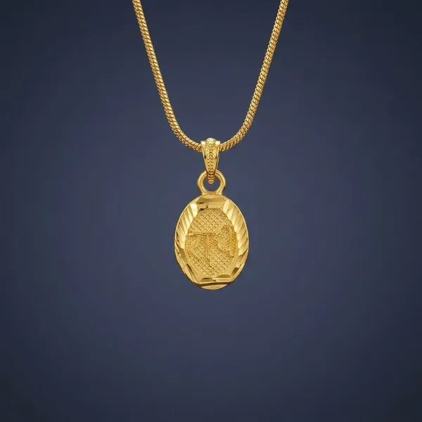 Gold_Plated_Oval_Pendant_Necklace_With_Textured_Design