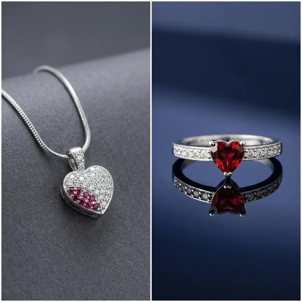 Sparkling_Heart_Necklace_And_Ring_Set__Silver_Tone_Jewellery_Combo_Pack_Of_2